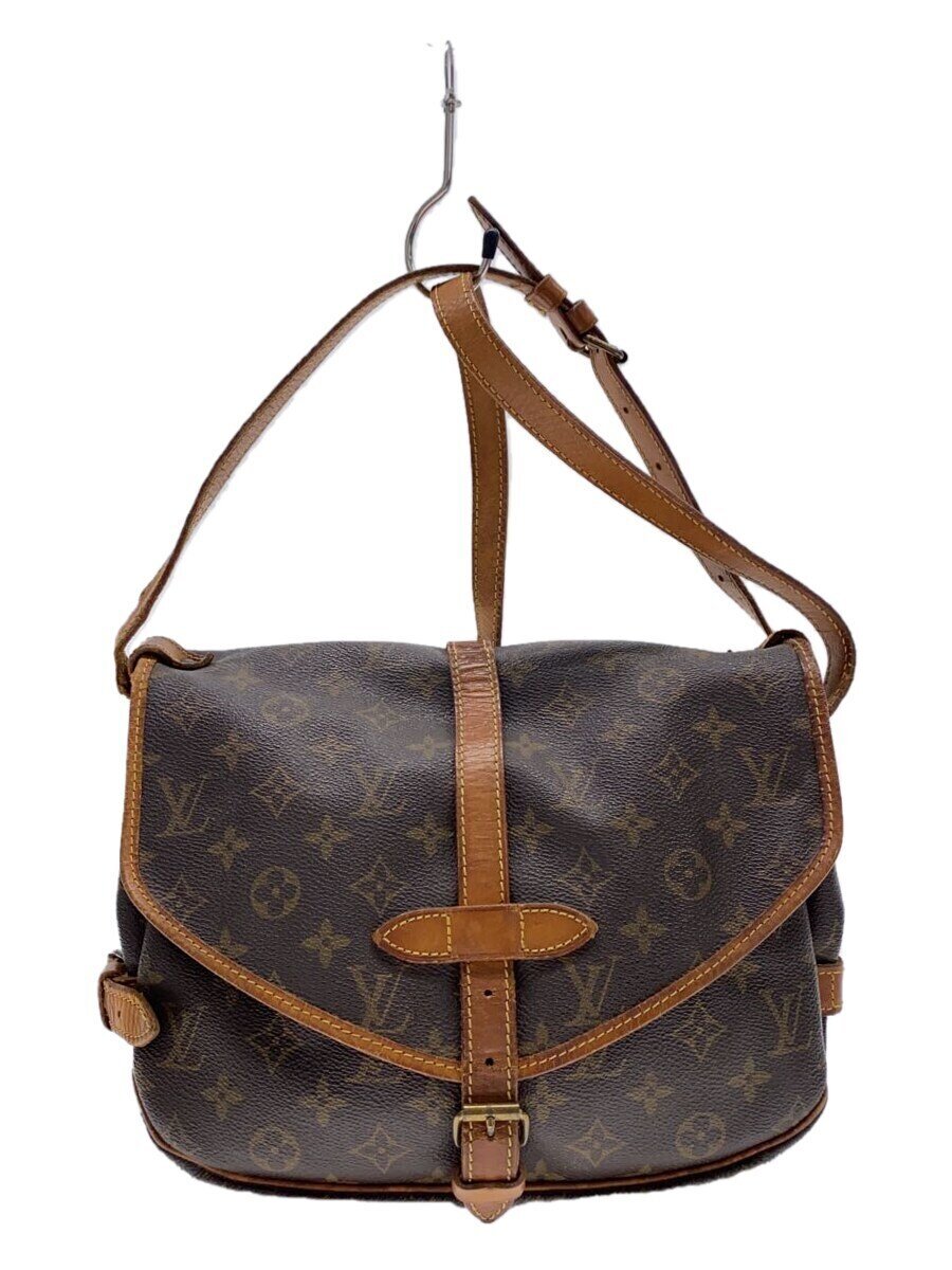 【中古】LOUIS VUITTON◆1)ソミュール30_モノグラム・帆布_BRW/PVC/BRW/総柄【御徒面子】