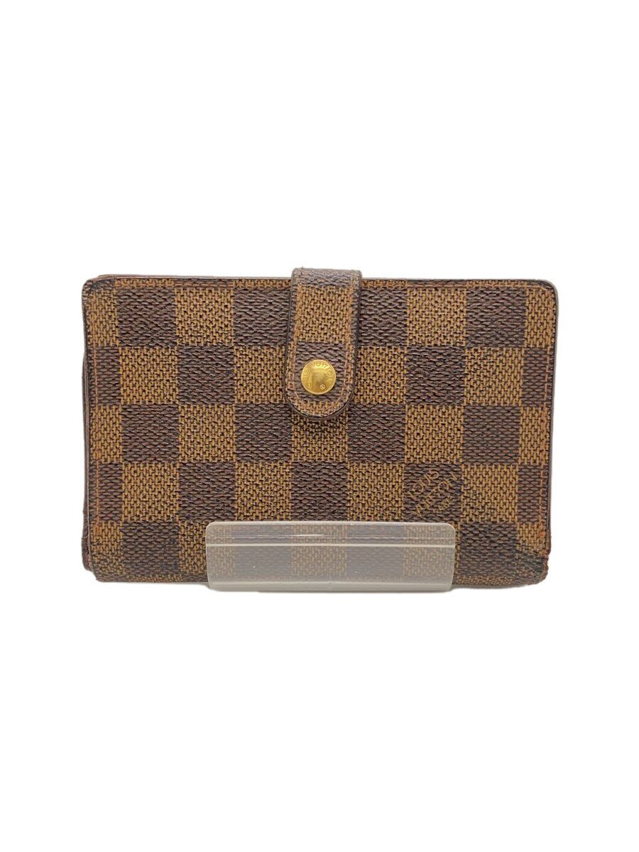【中古】LOUIS VUITTON◆ポルト・モネ・ビエ・ヴィエノワ_ダミエ・エベヌ/PVC/BRW/総柄/レディース【服飾雑貨他】