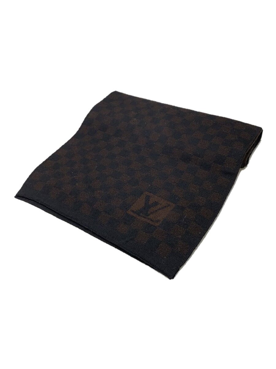 【中古】LOUIS VUITTON◆えり巻き/ダミエ/羊毛/赤銅色/総柄/メンズ【服飾雑貨他】