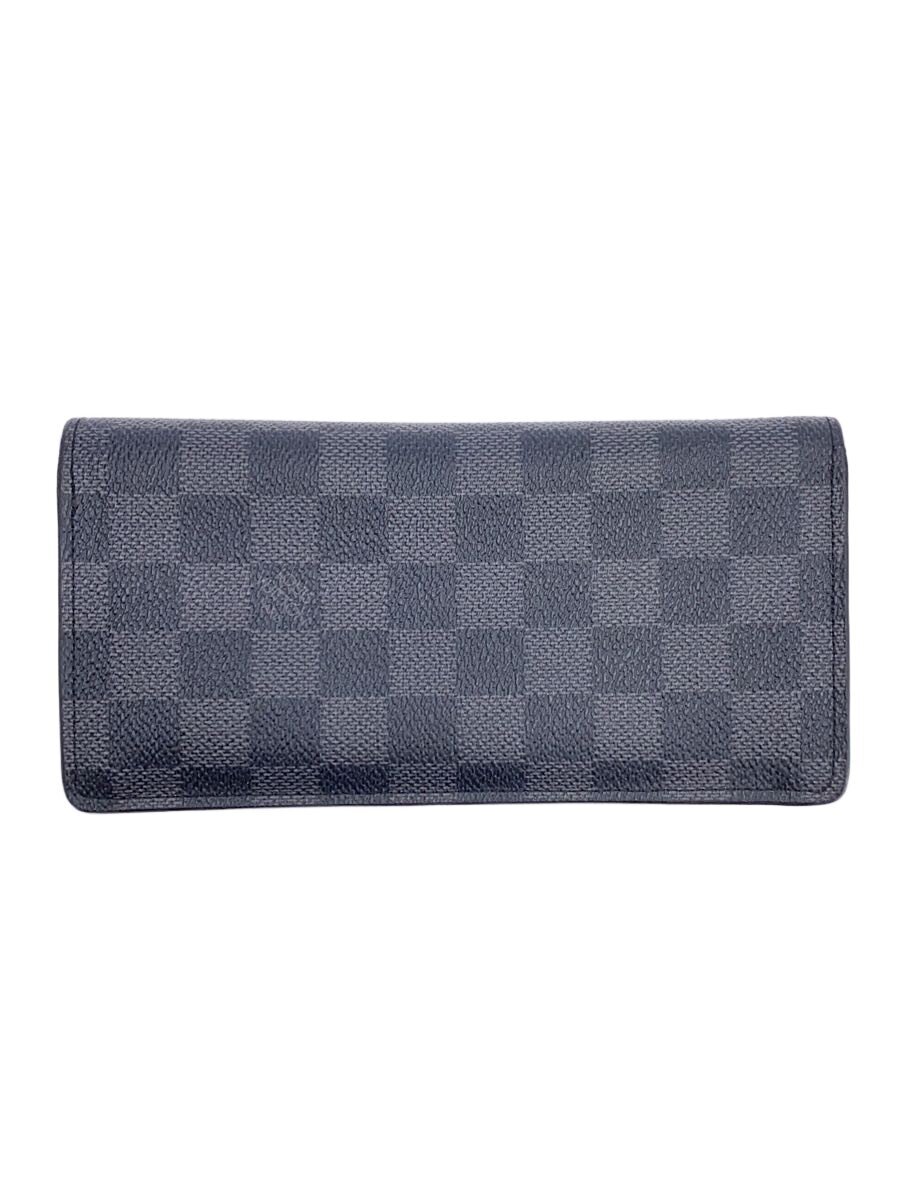 【中古】LOUIS VUITTON◆ポルト・フォイユ・ブラザ_ダミエ・グラフィット/PVC/BLK/レディース【服飾雑貨他】