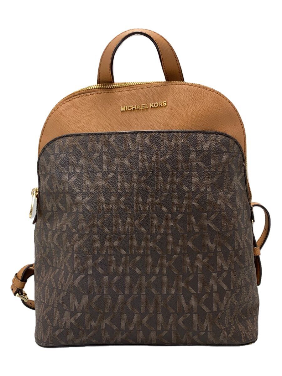 【中古】MICHAEL KORS◆EMMY/ERIN/背嚢/PVC/BRW/総柄/35S8GY3B7B/角スレ有【御徒面子】