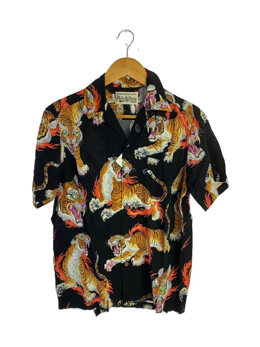 【中古】WACKO MARIA◆アロハシャツ/XS/人絹/BLK/総柄//【メンズウェア】