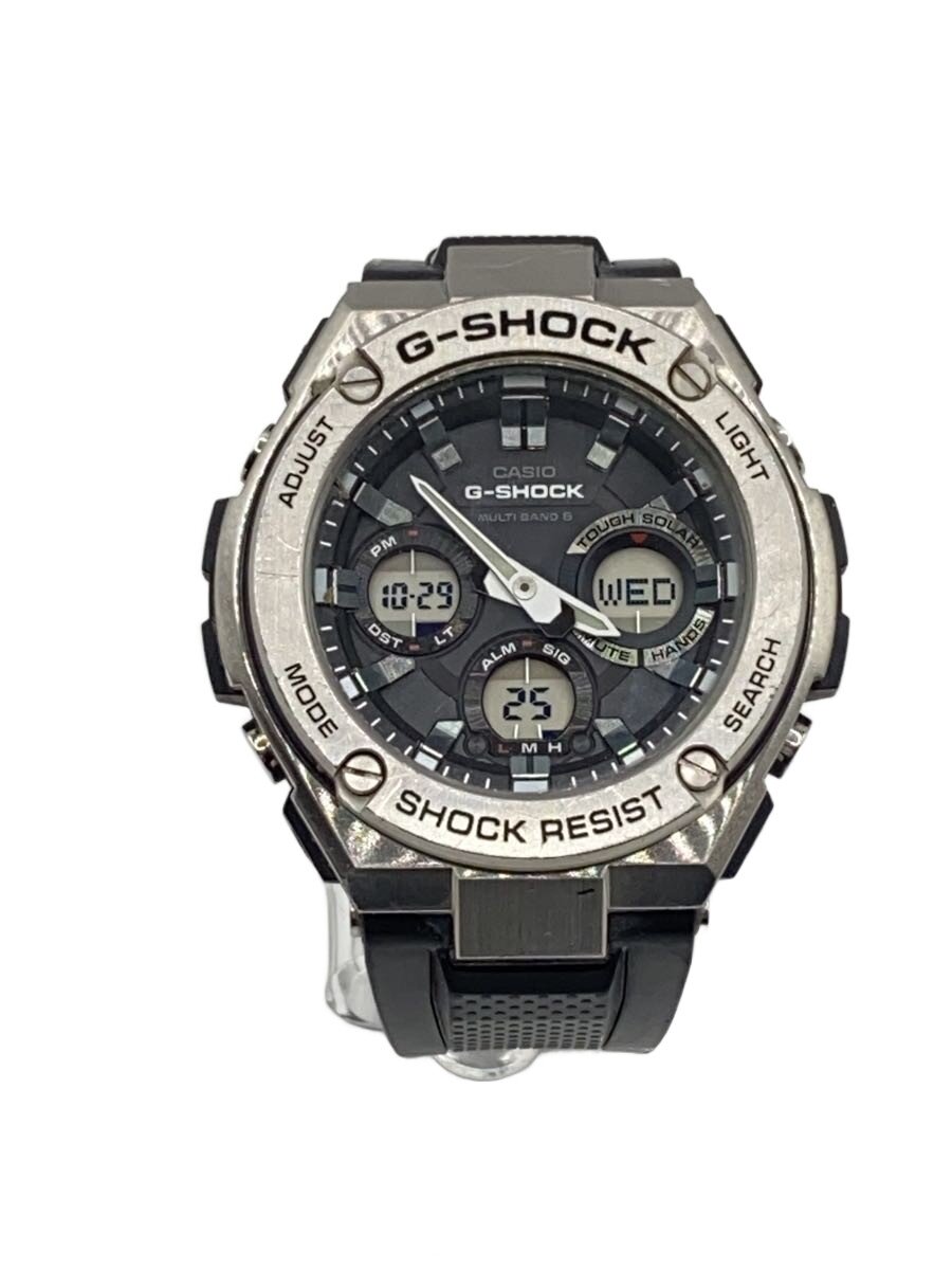 【中古】CASIO◆ソーラーウオッチ/デジアナ/天然ゴム/BLK/BLK/GST-W110-1AJF【服飾雑貨他】