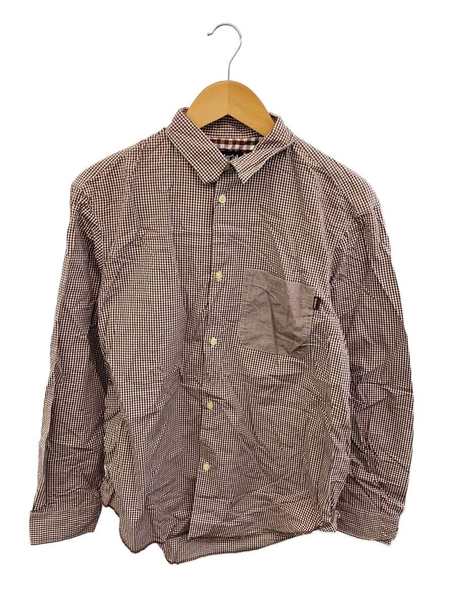 【中古】STUSSY◆長袖プルオーバー/M/綿織物/BRW/読み合わせる【メンズウェア】