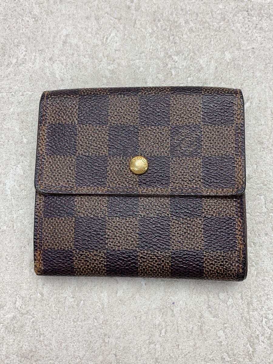 【中古】LOUIS VUITTON◆ポルト・モネ・ビエ・カルト・クレディ_ダミエ・エベヌ_BRW/PVC/BRW/レディース【服飾雑貨他】