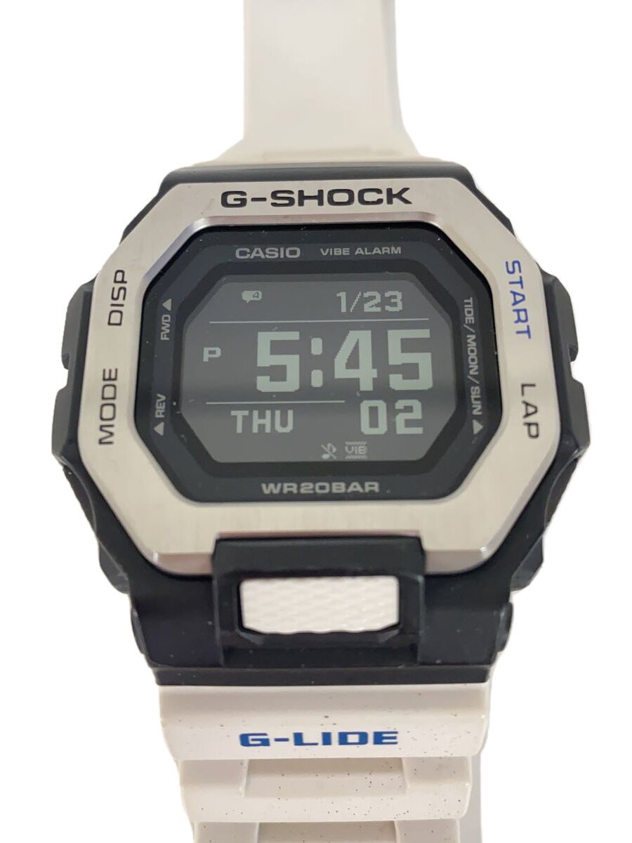 【中古】CASIO◆石英ウオッチ_G-SHOCK/デジタル/天然ゴム/BLK/WHT/SS【服飾雑貨他】