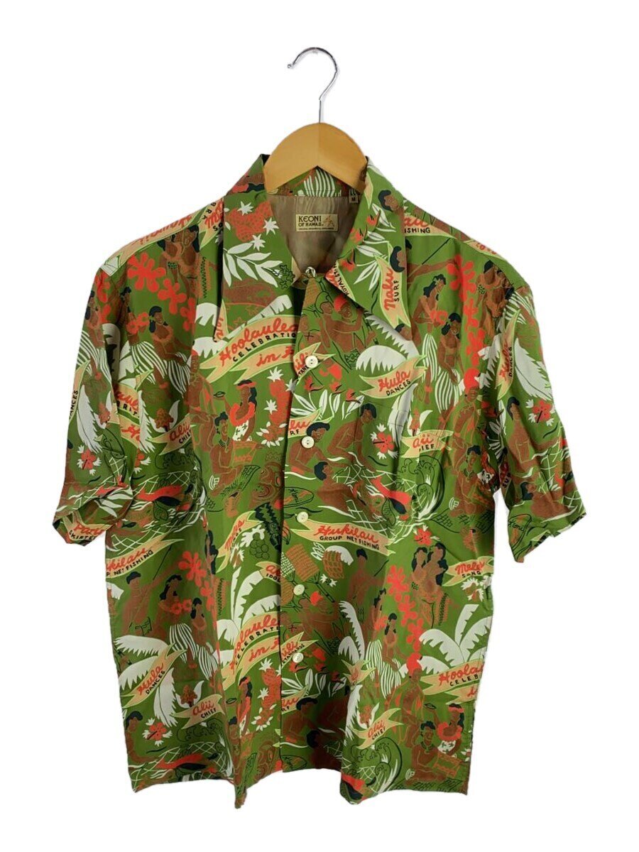 【中古】KEONI OF HAWAII◆アロハシャツ/M/人絹/GRN/総柄/SS38717【メンズウェア】