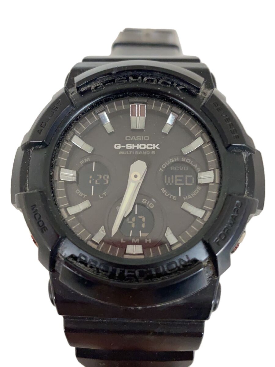 【中古】CASIO◆ソーラーウオッチ・G-SHOCK/デジアナ/天然ゴム/BLK/BLK【服飾雑貨他】