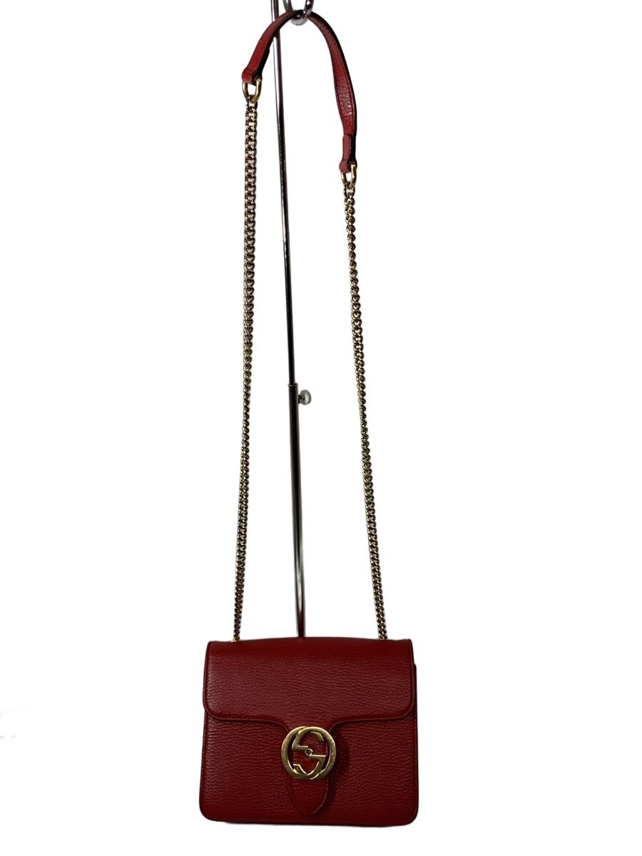 【中古】GUCCI◆チェーン・ショルダーバッグ_インターロッキングG/レザー/RED//【バッグ】|2nd STREET 店