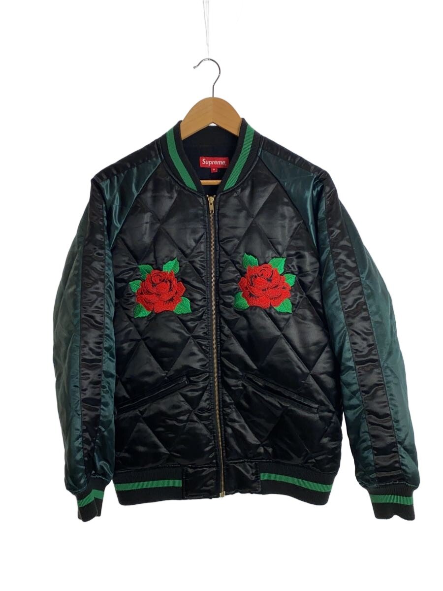 【中古】Supreme◆13AW/QUILTED SATIN BOMBER/M/ポリエステル/BLK//【メンズウェア】