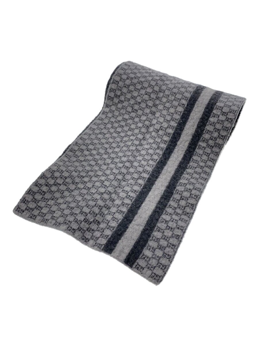 【中古】GUCCI◆えり巻き/羊毛/GRY/総柄/メンズ//【服飾雑貨他】