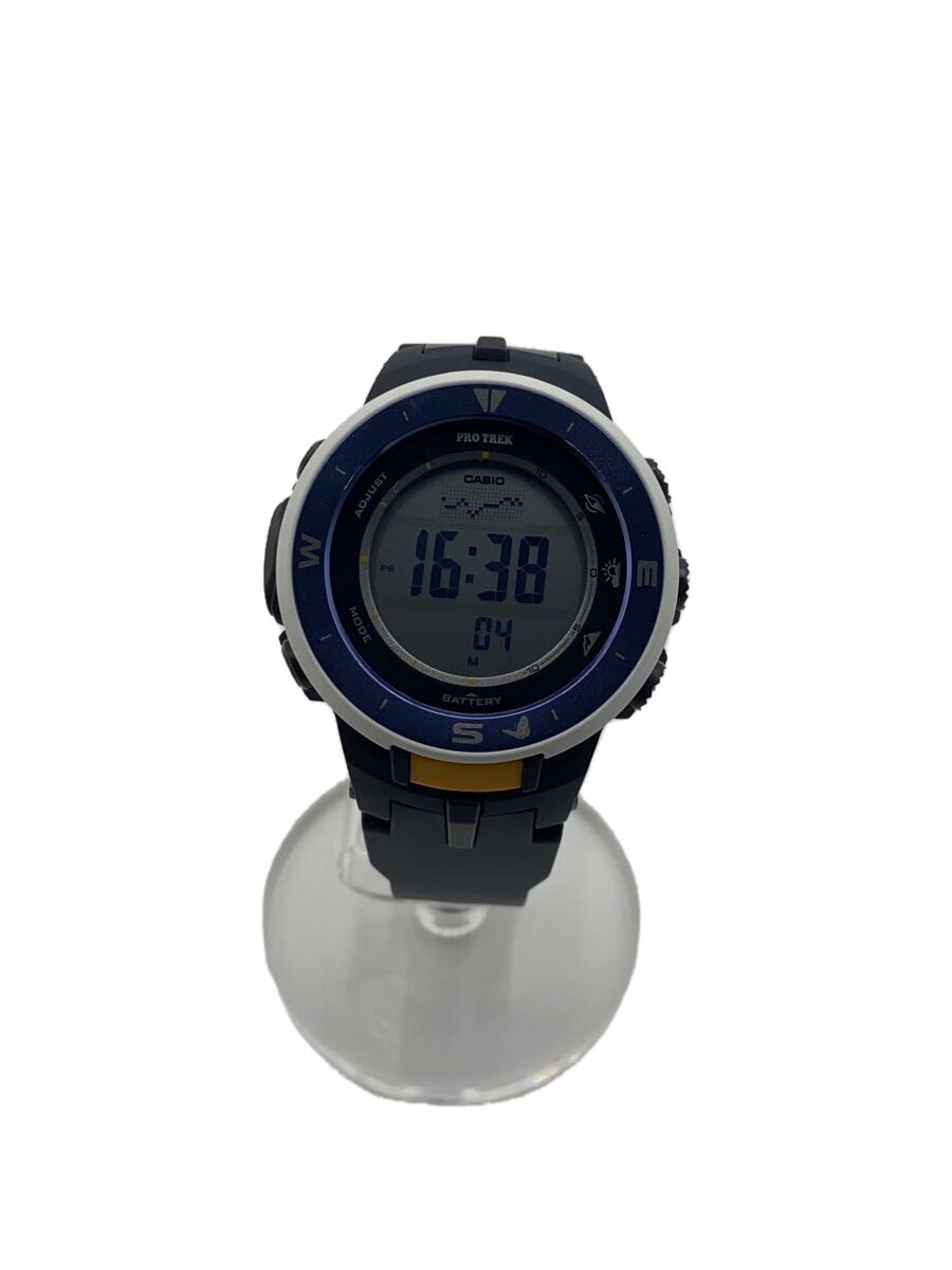 【中古】CASIO◆ソーラーウオッチ・PROTREK/デジタル/天然ゴム/BLU/NVY/SS【服飾雑貨他】