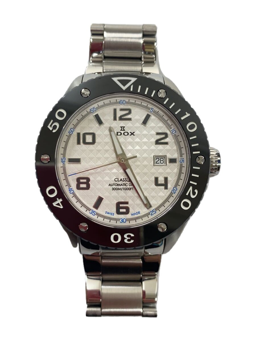 【中古】EDOX◆自動小銃巻ウオッチ/アナログ/ステンレス鋼/WHT/SLV/SS/419347/80079【服飾雑貨他】