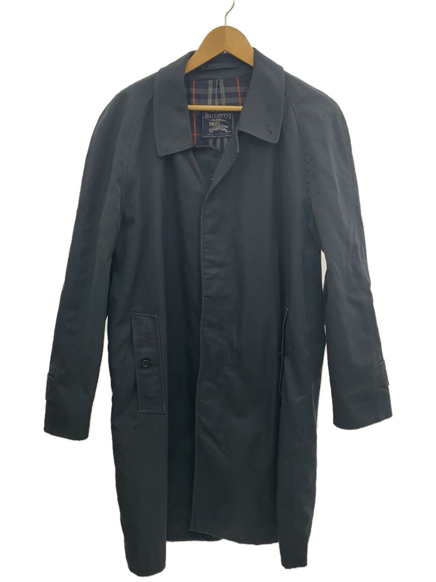 【中古】BURBERRYS◆ステンカラー厚地の外套/--/ポリエステル/NVY/無地【メンズウェア】