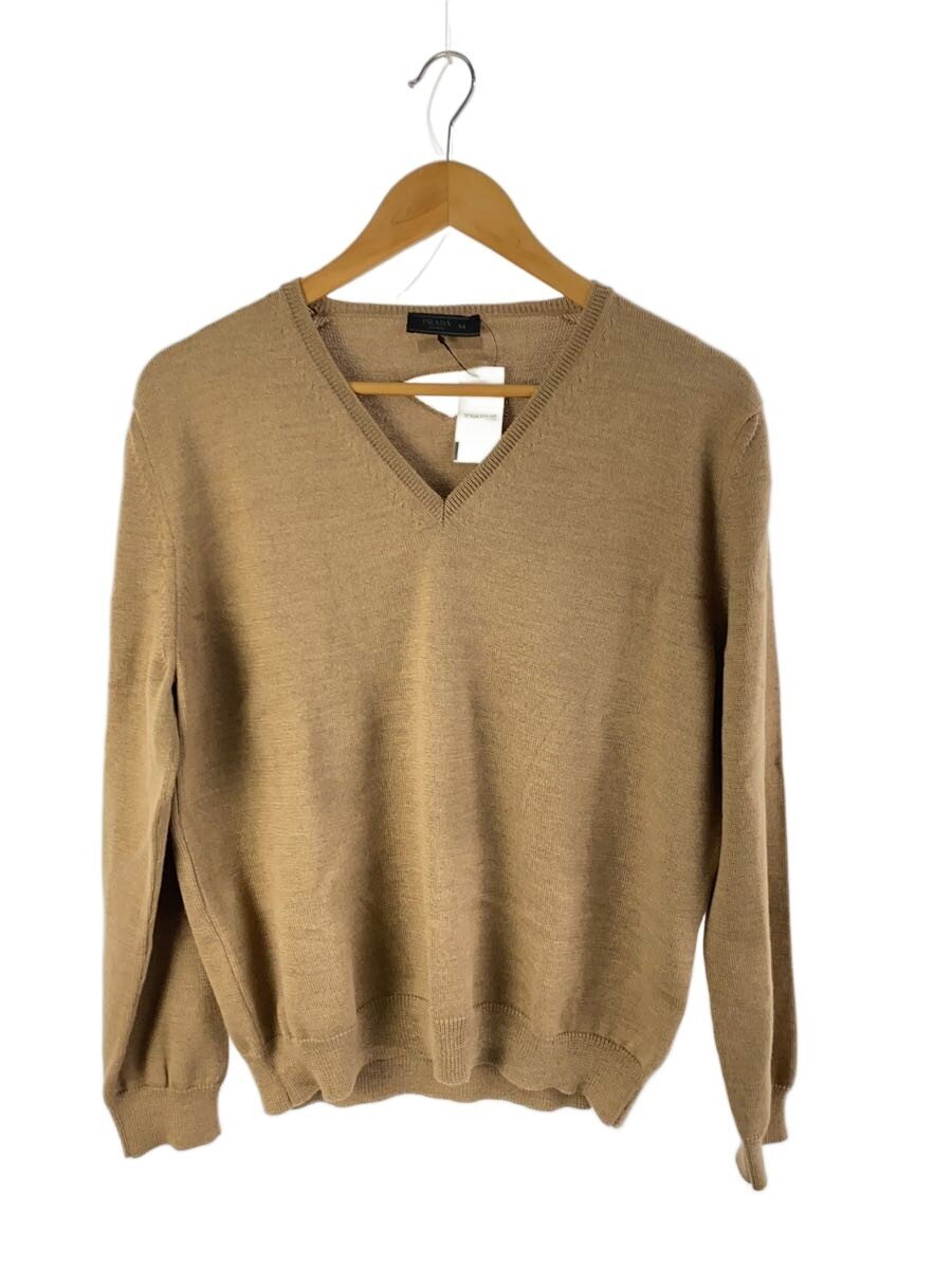 【中古】PRADA◆編み物・プルオーバー(朦々たる)/54/羊毛/CML/UMB967 S000/FROM THE RUNWAY【メンズウェア】