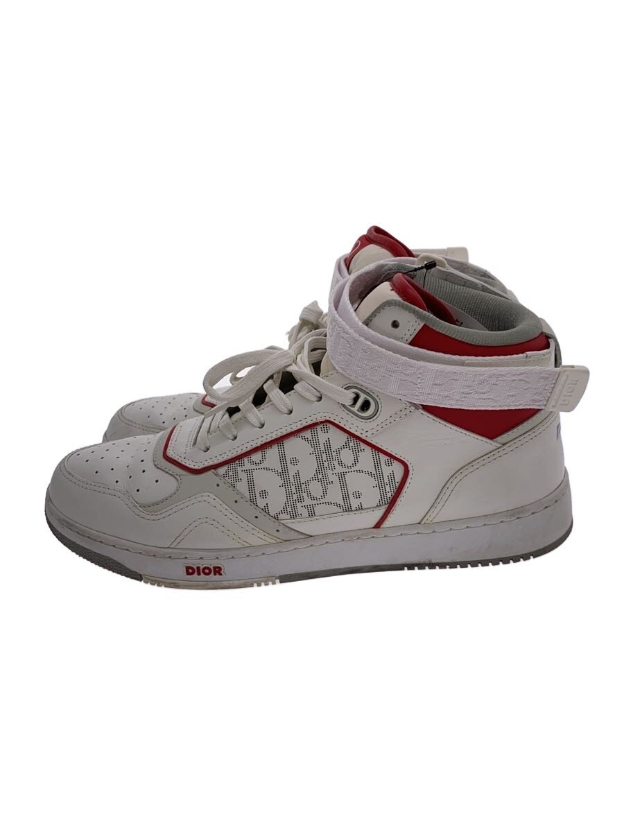 【中古】Dior HOMME◆ハイカットスニーカー/42/白いこと/なめし革/ディオールオム【シューズ】