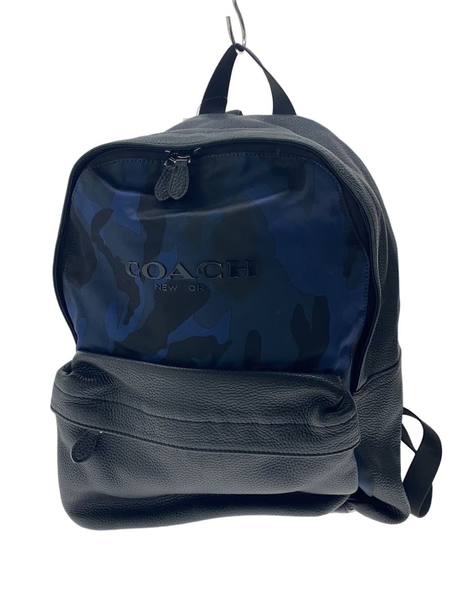 【中古】COACH◆背嚢/なめし革/BLK/間鴨フラ【御徒面子】
