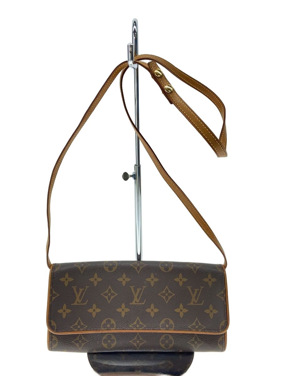 【中古】LOUIS VUITTON◆ポシェット・ツインGM_モノグラム・帆布/PVC/BRW/総柄【御徒面子】