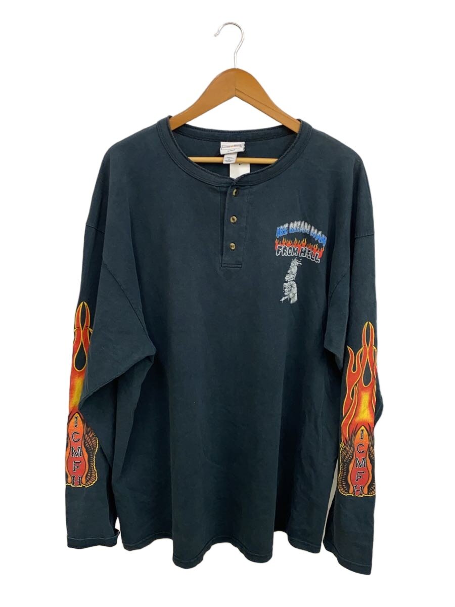 【中古】COTTON DELUXE◆ヘンリーネックカットソー/～00s/usa製/ice cream man from hell/XXL/黒いこと【メンズウェア】