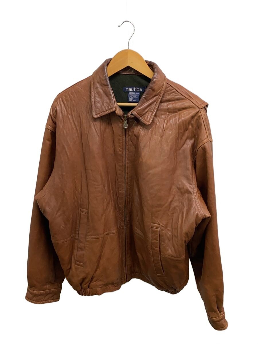 【中古】NAUTICA◆90s/なめし革上衣・上衣/42/なめし革/BRW/無地【メンズウェア】
