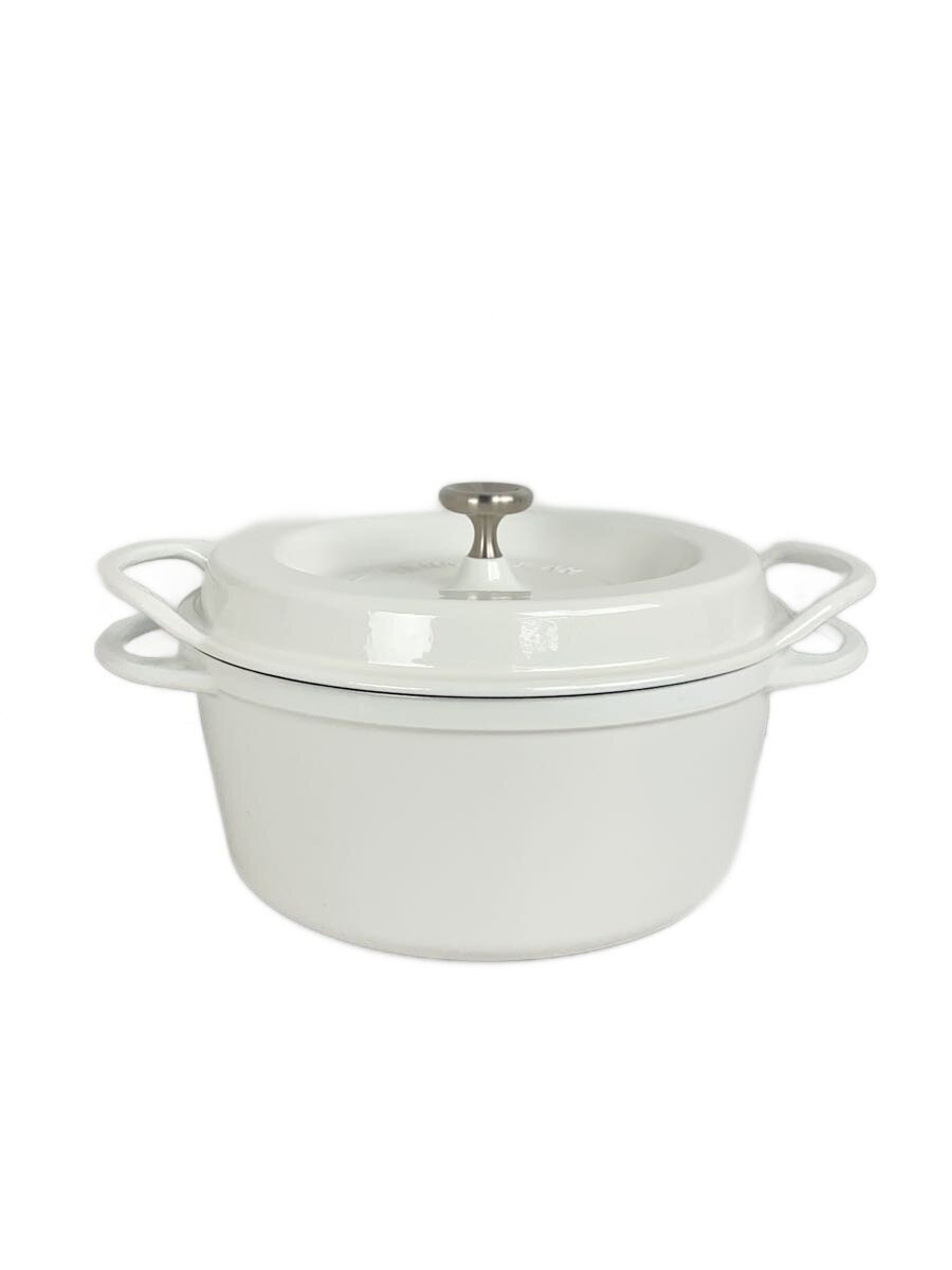 【中古】Vermicular◆OVEN POT ROUND #22/鍋/サイズ:22cm/ホワイト【キッチン用品】