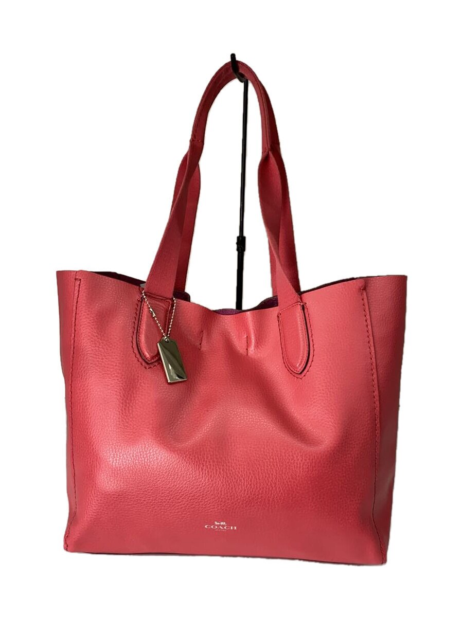 【中古】COACH◆ダービートートバッグ/なめし革/PNK/F58660//【御徒面子】