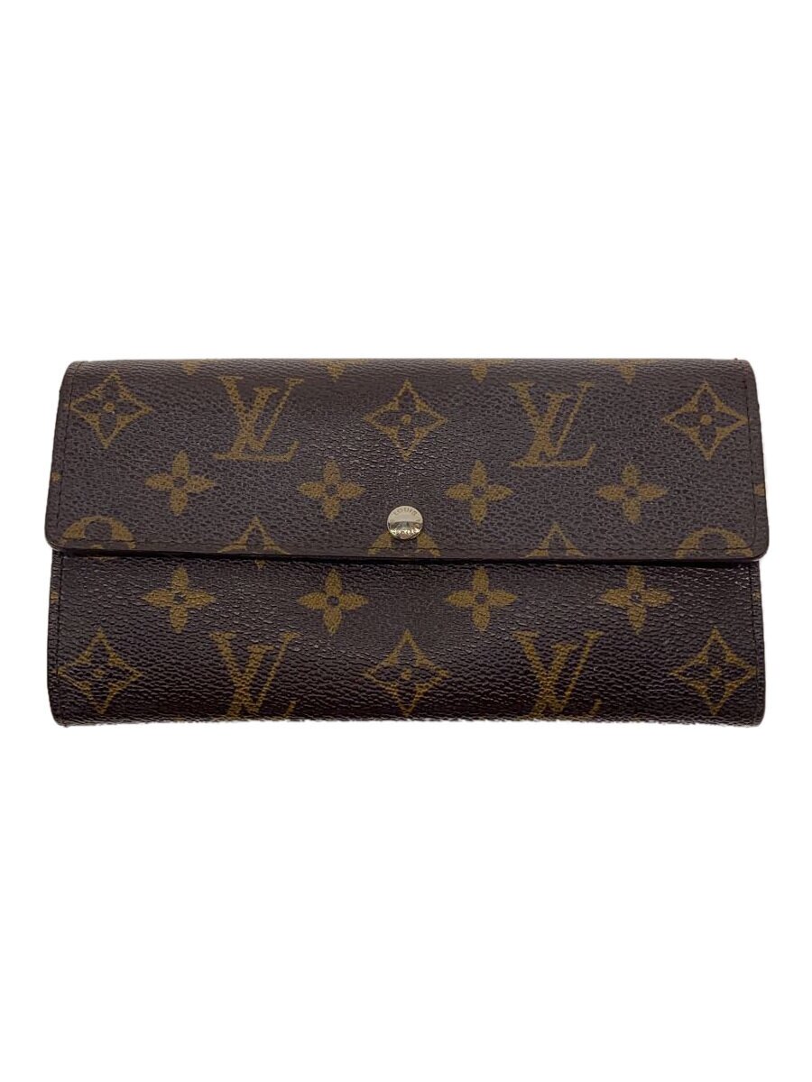 【中古】LOUIS VUITTON◆1)ポルト・フォイユ・サラ_モノグラム・キャンバス_BRW/PVC/BRW/総柄/レディース【服飾雑貨他】
