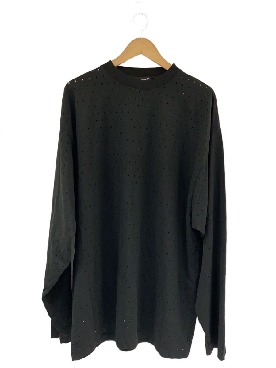 【中古】BALENCIAGA◆長袖ティーシャツ/M/綿織物/BLK/無地【メンズウェア】