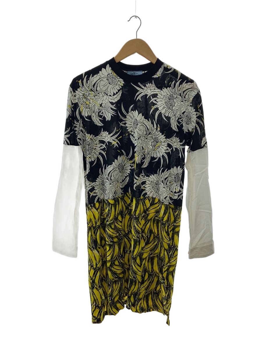 【中古】PRADA◆Floral And Banana Print Dress長袖衣裳/S/綿織物/マルチ色つや/花柄【レディース御召しもの】