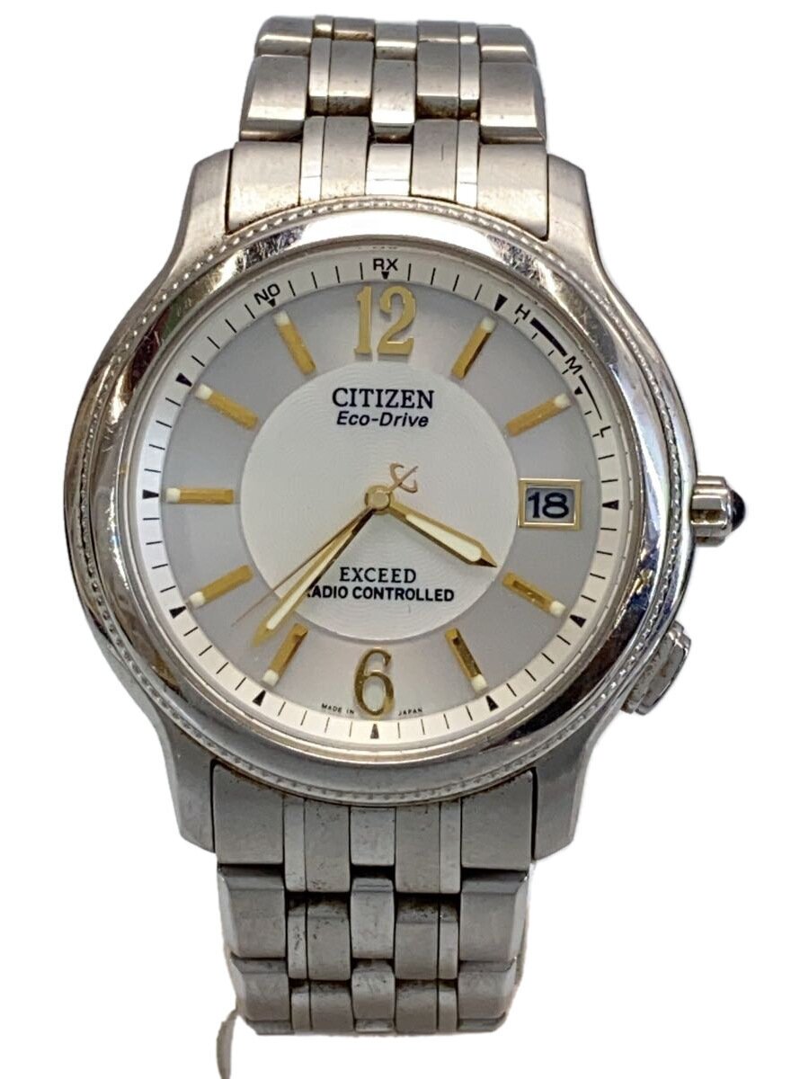 【中古】CITIZEN◆EXCEED/エコ運転/ソーラー/アナログ/ステンレス鋼/しろがね色/H410-T007716【服飾雑貨他】