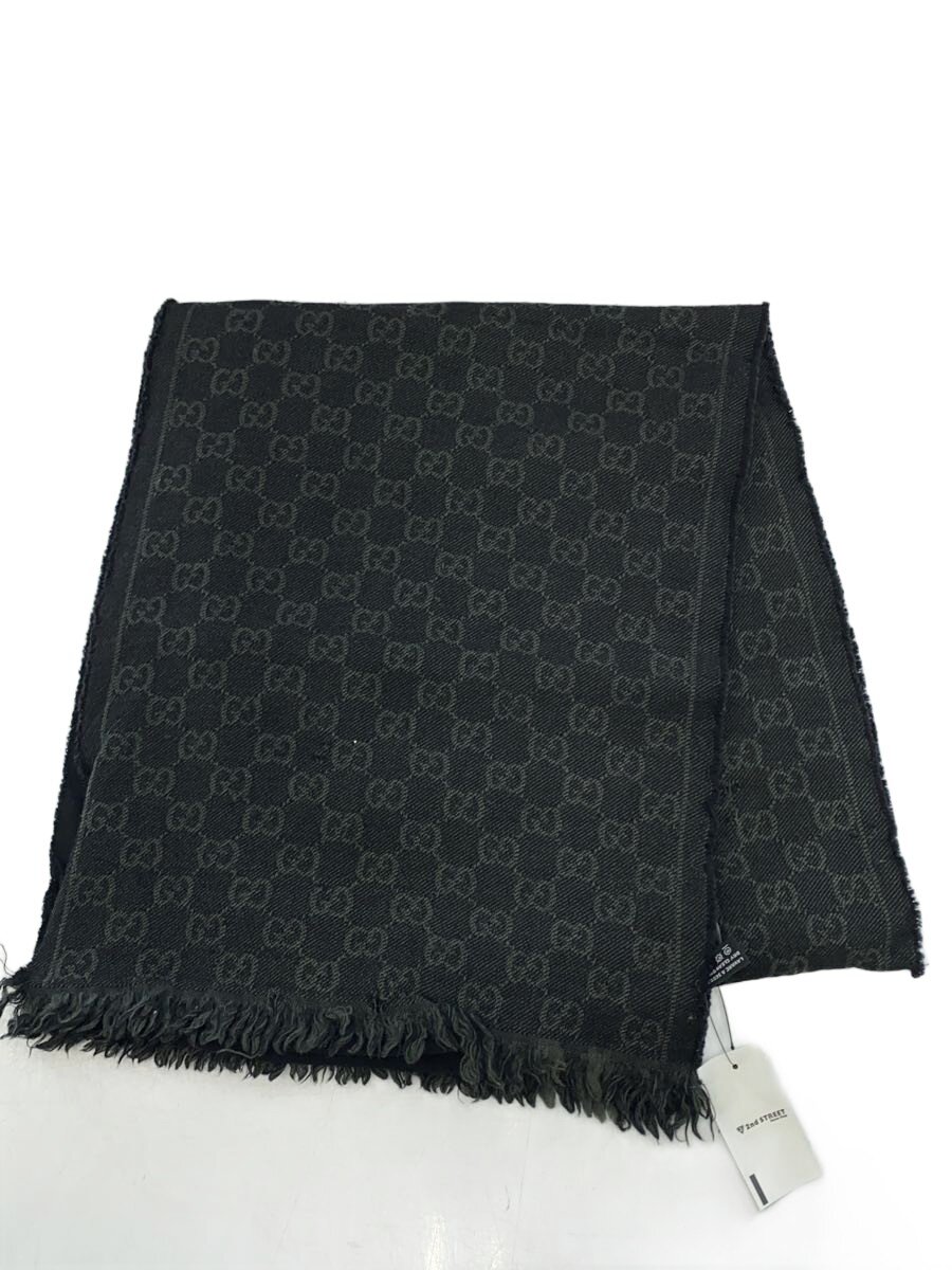 【中古】GUCCI◆袈裟/GG柄/羊毛/BLK/総柄/メンズ【服飾雑貨他】