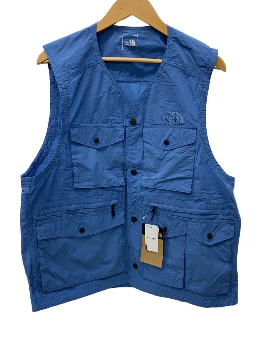 【中古】THE NORTH FACE◆RUSTLE CANOPY VEST_ラッスルキャノピーベスト/L/ナイロン/BLU【メンズウェア】