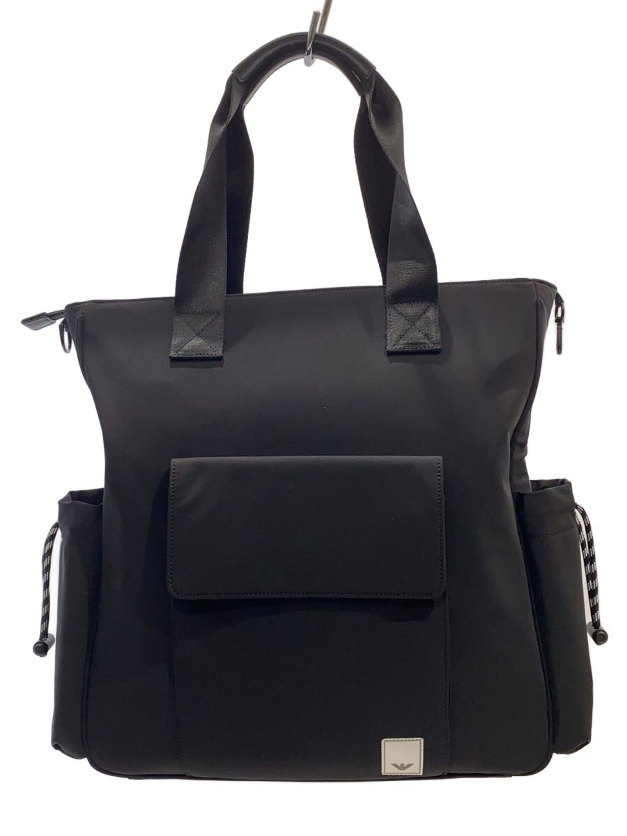 【中古】EMPORIO ARMANI◆トートバッグ/ナイロン/BLK【御徒面子】