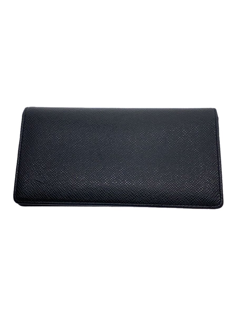 【中古】LOUIS VUITTON◆ポルト・フォイユ・プラザ_タイ王国ガ_BLK/なめし革/BLK/メンズ【服飾雑貨他】