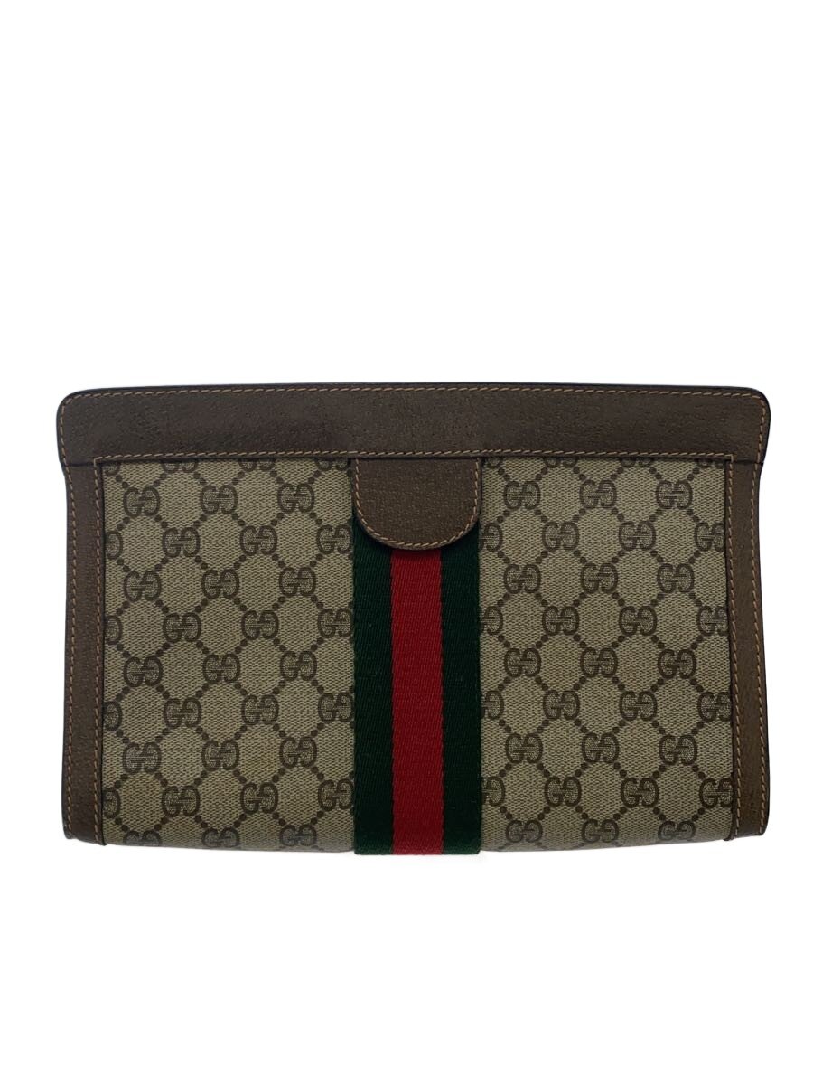【中古】GUCCI◆クラッチペダル御徒面子/PVC/BRW/総柄/89・01・002【御徒面子】