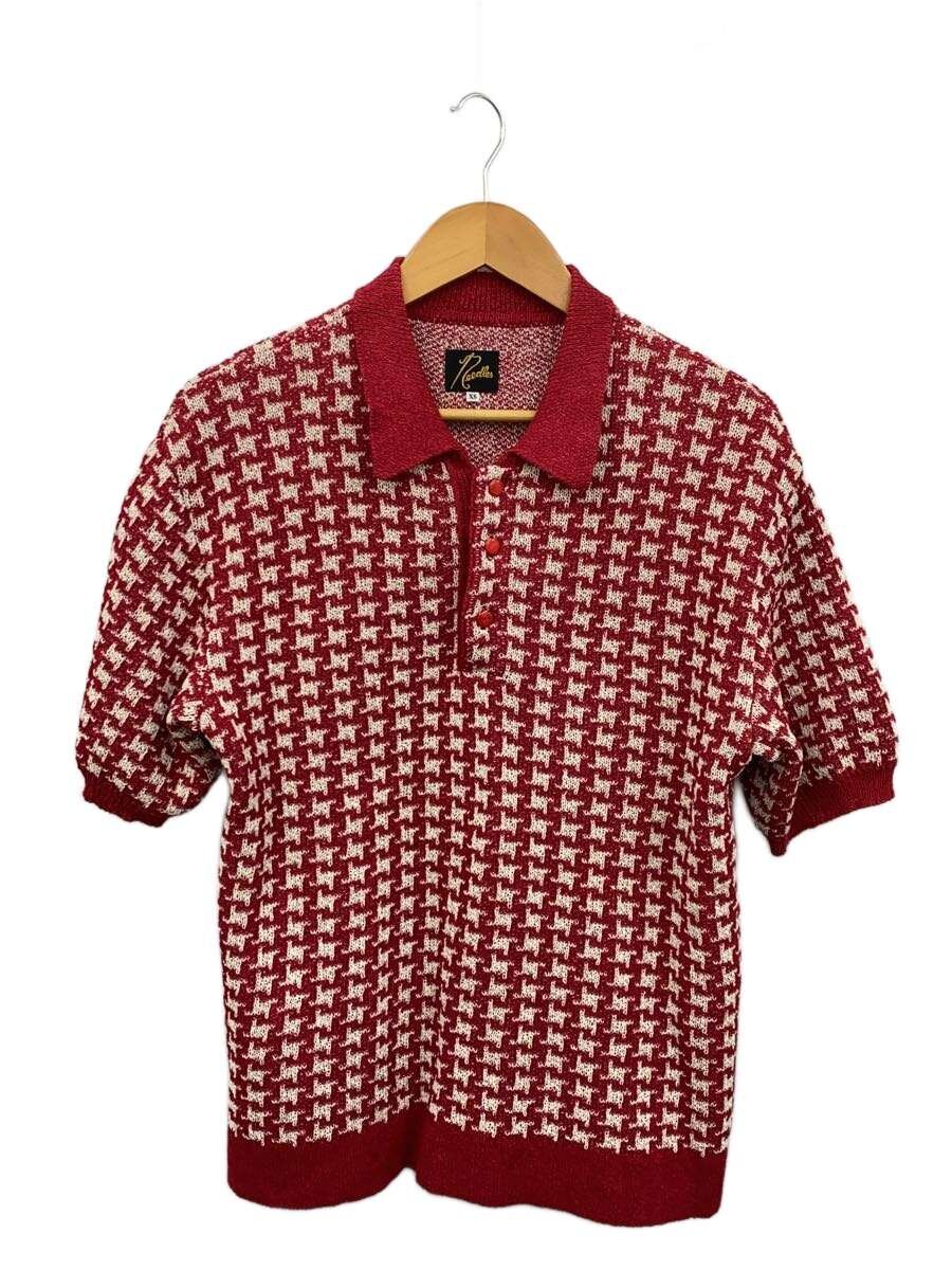 【中古】Needles◆スポーツシャツ/XS/--/RED/総柄/MR323/Polo Sweater/和紙【メンズウェア】