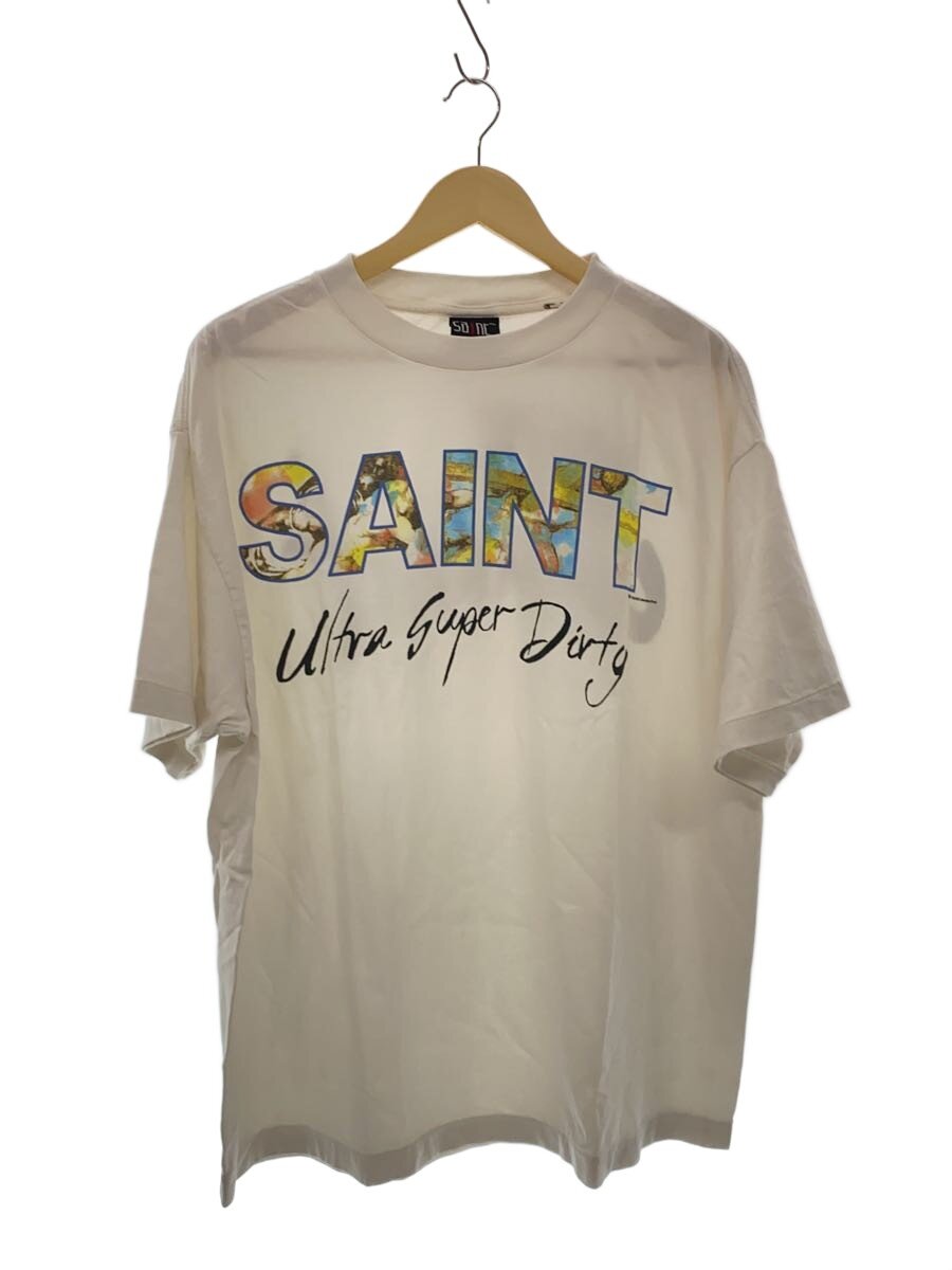 【中古】SAINT MICHAEL◆SUPER DIRTY 半袖プルオーバー/XL/綿織物/WHT/刷り上げる/SM-HR8-0000-025【メンズウェア】