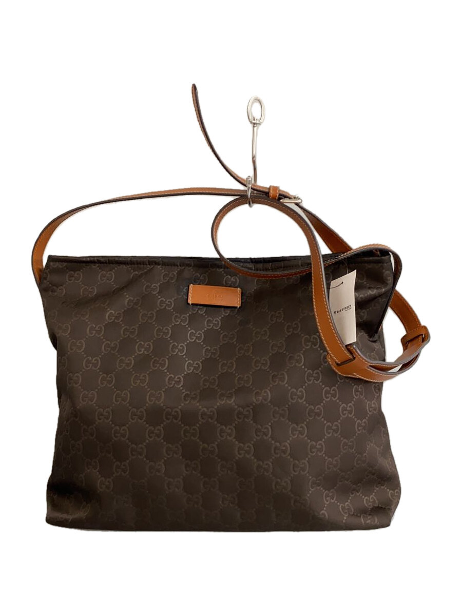 【中古】GUCCI◆ショルダーバッグ_GGナイロン/ナイロン/BRW//【御徒面子】