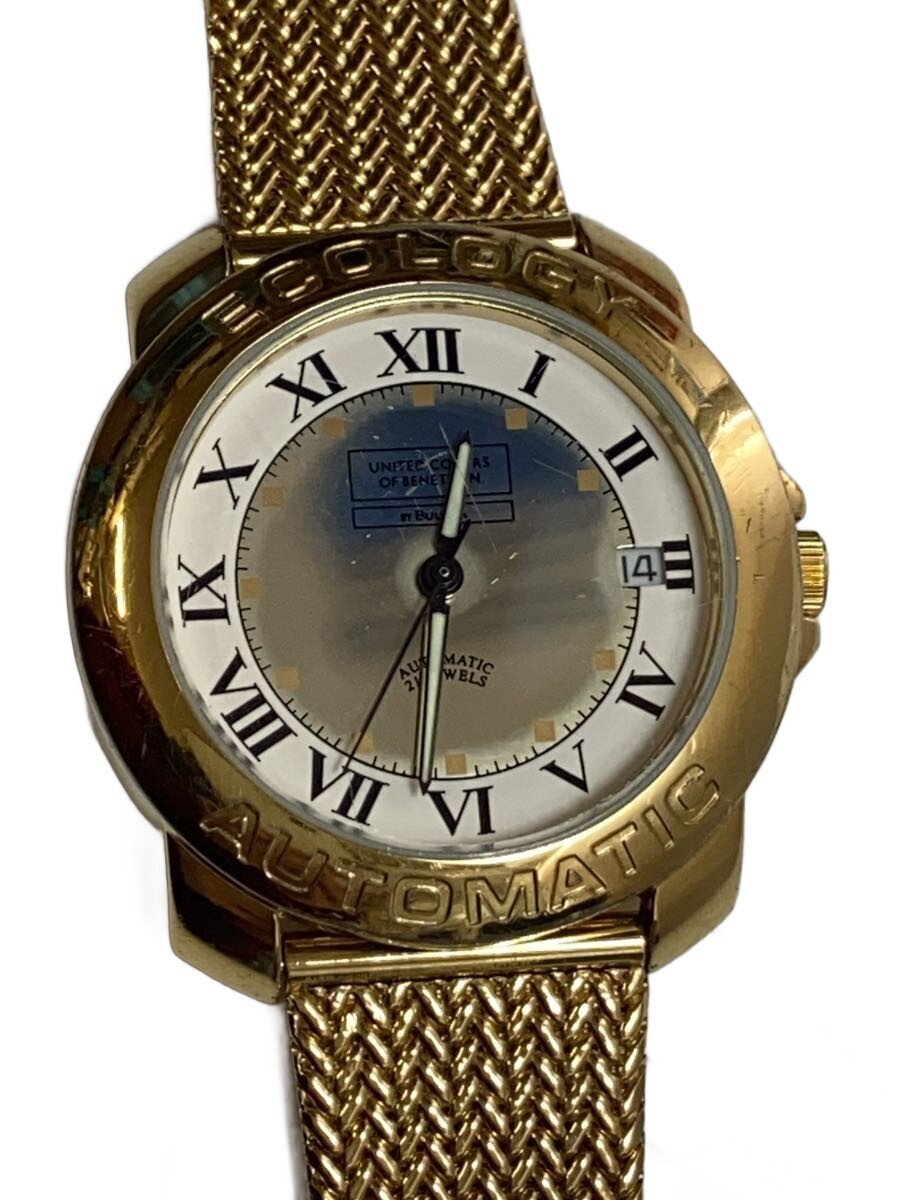 【中古】BULOVA◆自動小銃巻ウオッチ/アナログ/--/WHT/GLD//【服飾雑貨他】