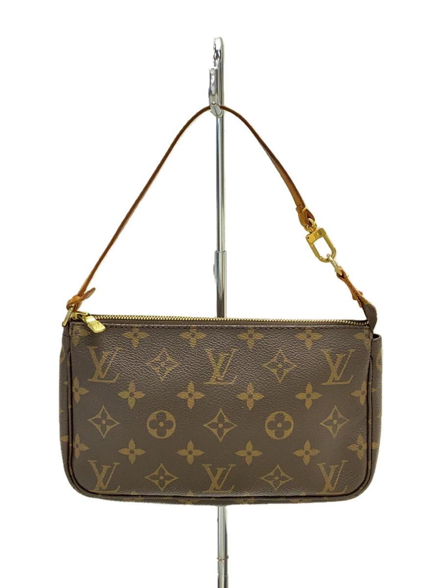 【中古】LOUIS VUITTON◆1)ポシェット・アクセソワール_モノグラム・帆布_BRW/PVC/BRW【御徒面子】