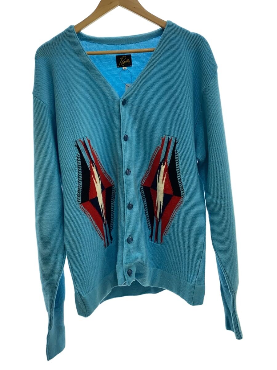【中古】Needles◆24SS/V Neck Cardigan - Chimayo/ジレー/M/羊毛/BLU/OT268【メンズウェア】