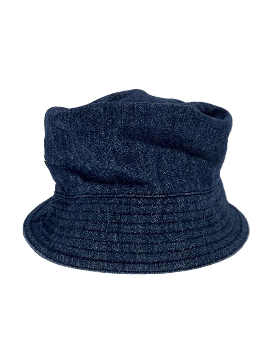 【中古】PRADA◆デニムバケットハット/S/綿織物/青碧/無地/レディース/P101 2023 21247【服飾雑貨他】