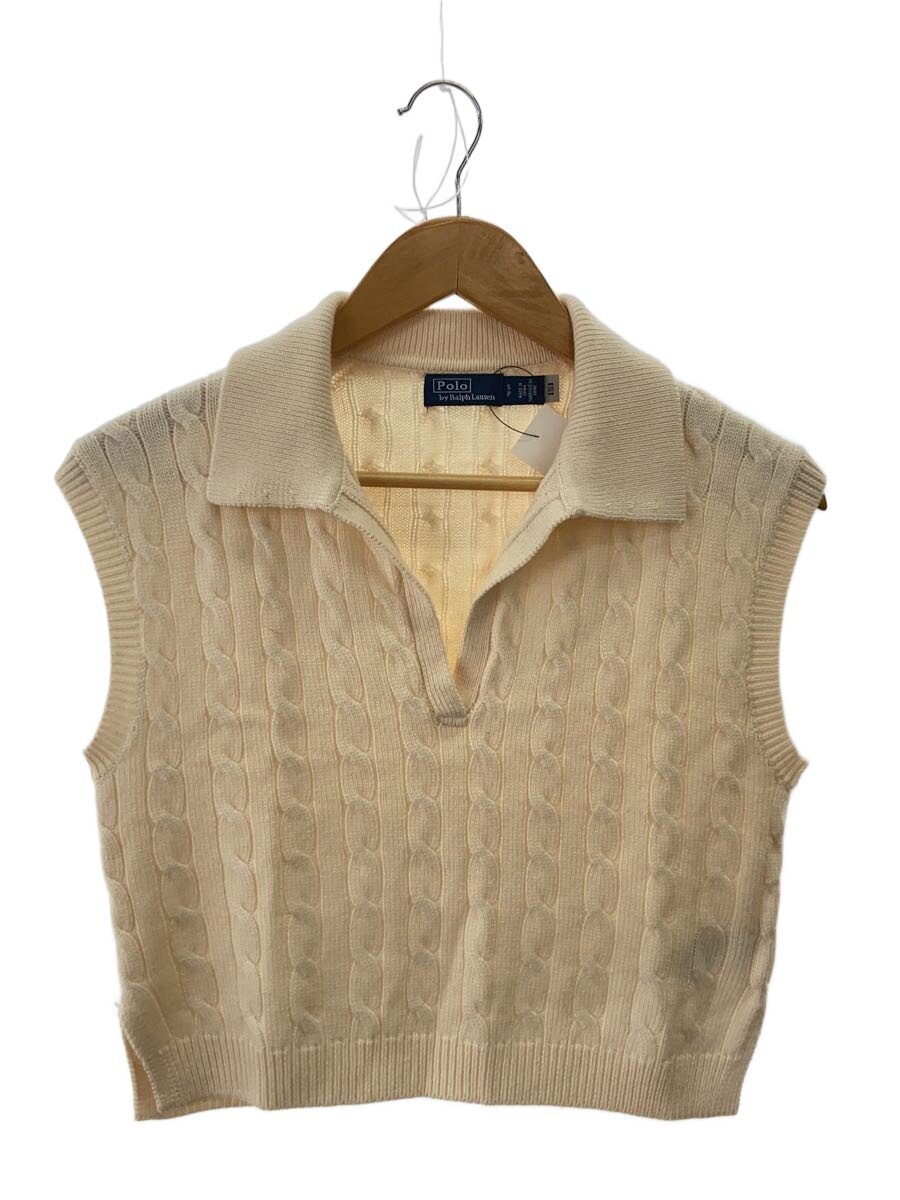 【中古】POLO RALPH LAUREN◆編み物より良い(朦々たる)/S/絹地/CRM/無地/クロップケーブルシルクブレンドポロセーター【レディースお召しもの】
