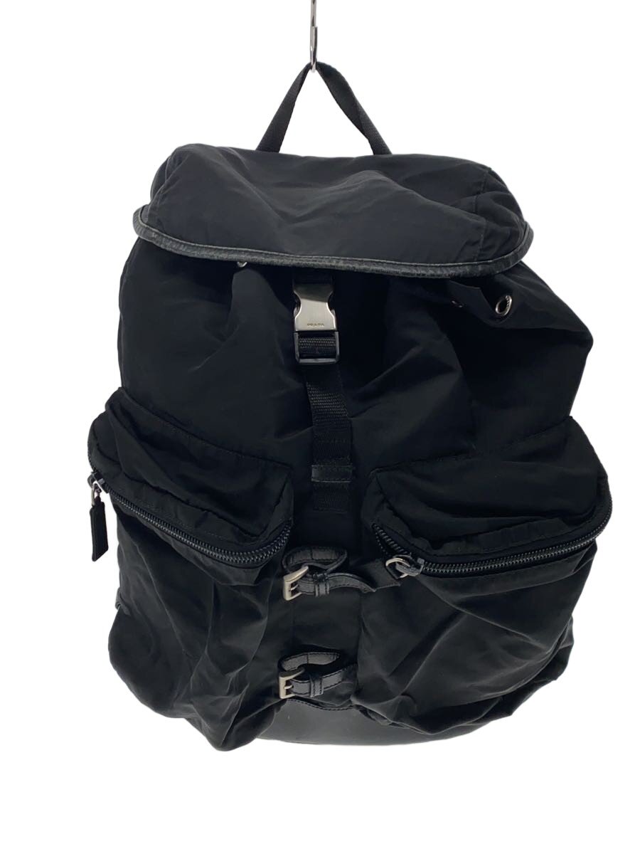 【中古】PRADA◆背嚢/ナイロン/BLK/V163//【御徒面子】