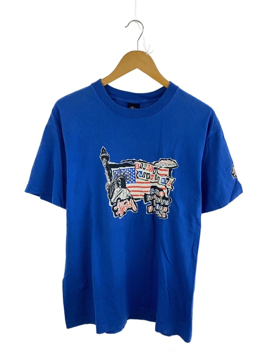 【中古】STUSSY◆90s/USA製/NYCTティーシャツ/L/綿織物/BLU//【メンズウェア】
