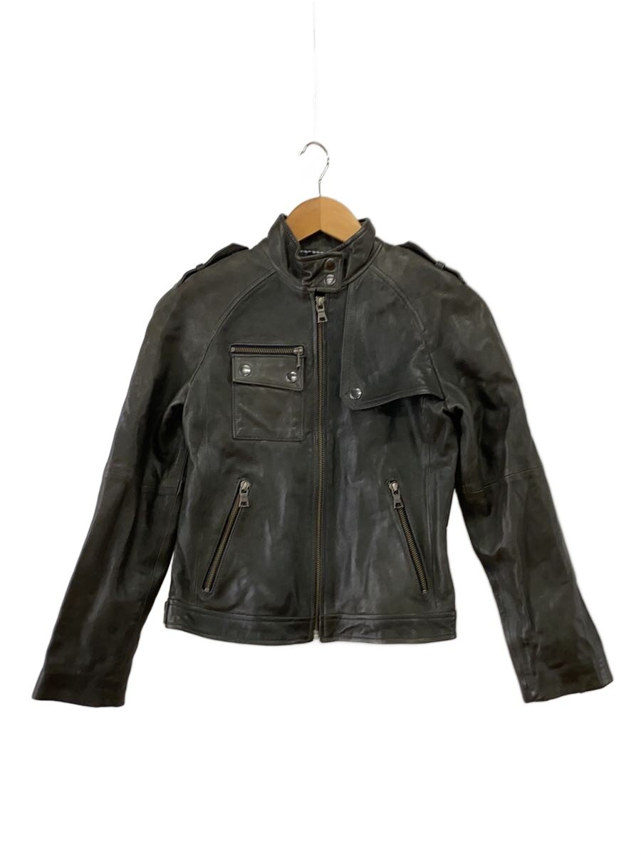 【中古】BANANA REPUBLIC◆10AW/ラムレザーシングルライダースジャケット/XS/羊革/BLK/無地/L1076-F14476//【レディース御召しもの】