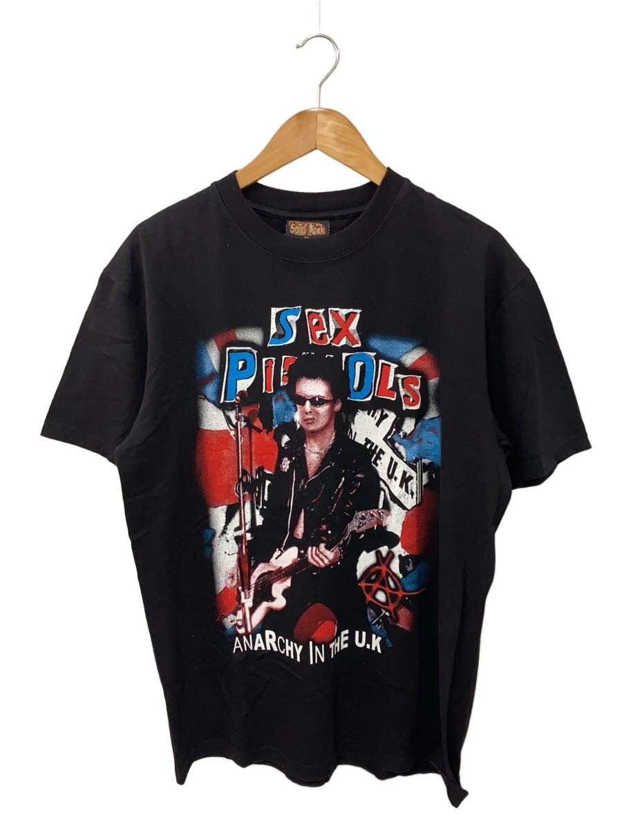 【中古】ダンス楽隊刷り上げる/solid rock/プルオーバー/XL/綿織物/黒いこと/刷り上げる【メンズウェア】