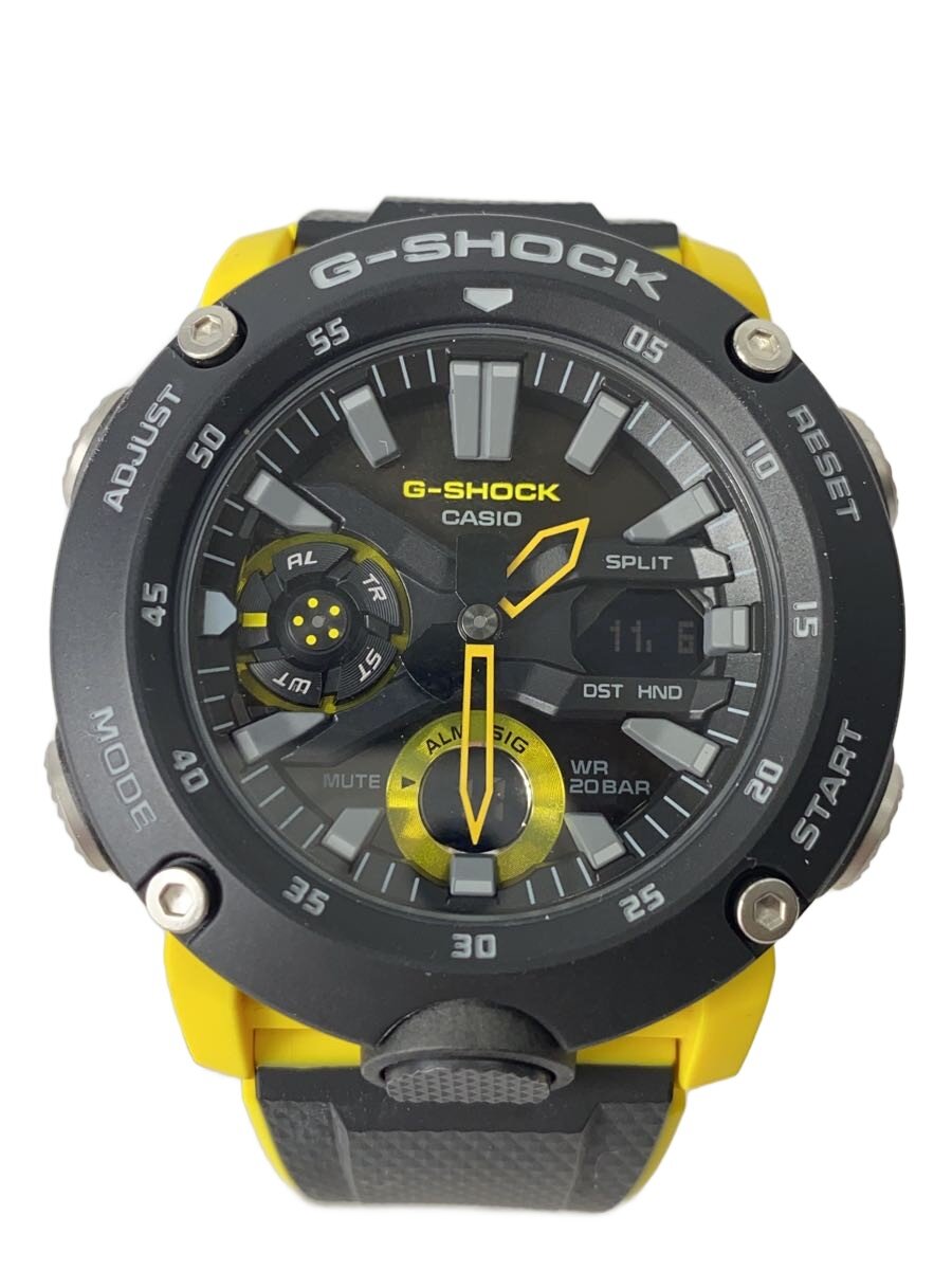 【中古】CASIO◆石英ウオッチ・G-SHOCK/デジアナ/天然ゴム/BLK/YLW/炭素/GA-2000【服飾雑貨他】