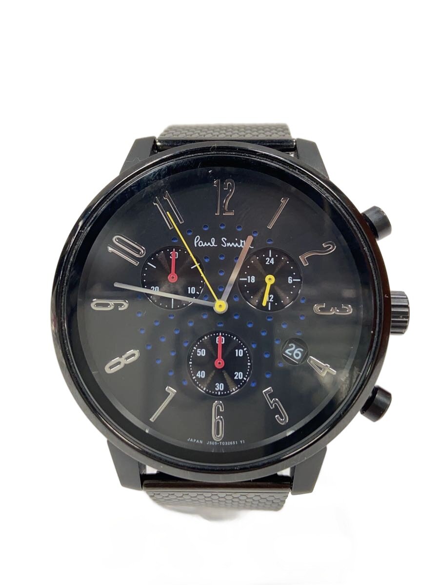 【中古】Paul Smith◆教会堂表どおり/石英ウオッチ/アナログ/ステンレス鋼/BLK/BLK/J505-T021310【服飾雑貨他】