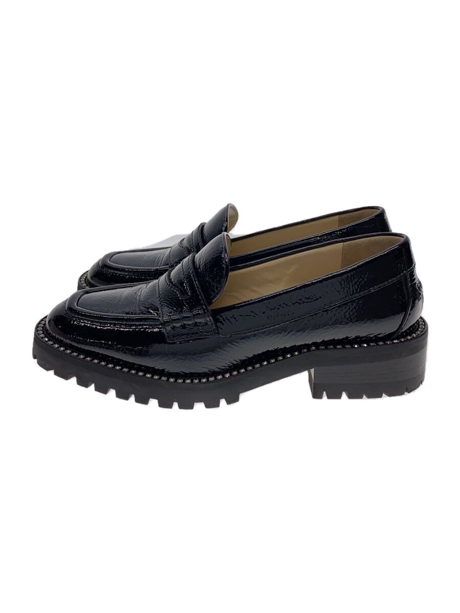 【中古】JIMMY CHOO◆置き目毛皮/34/BLK/エナメル【シューズ】